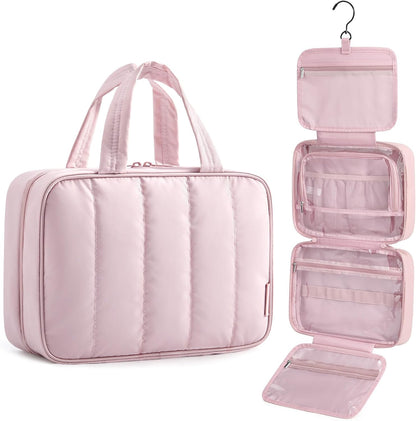 Travel Toiletry Bag for women, Portable Hanging Hook Makeup Bag Organizer, Waterproof Makeup Cosmetic Bag, for Full-Size Accessories, Toiletries,Black
