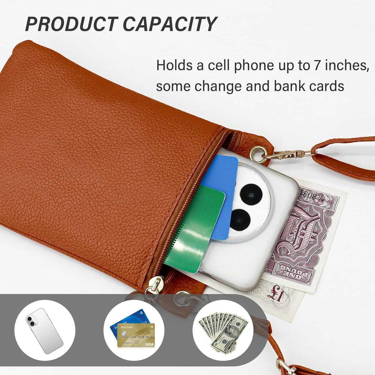 Cell Phone Purse, PU Leather Phone Bag Cell Phone Wallet for Women and Girls, Crossbody Phone Purse for Shopping
