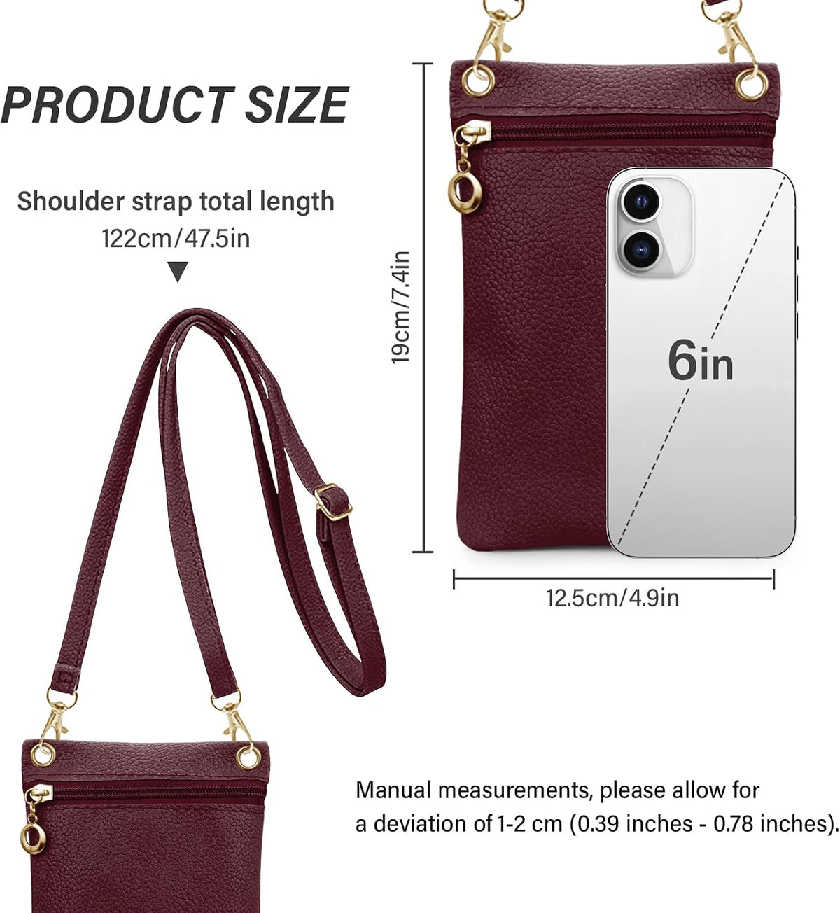 Cell Phone Purse, PU Leather Phone Bag Cell Phone Wallet for Women and Girls, Crossbody Phone Purse for Shopping