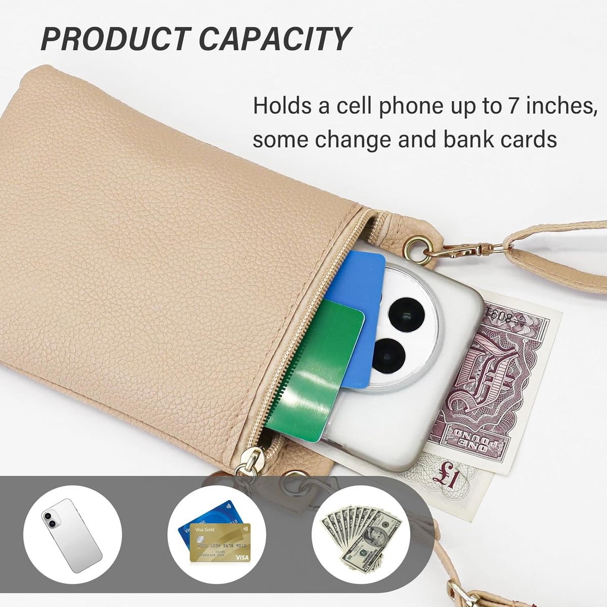 Cell Phone Purse, PU Leather Phone Bag Cell Phone Wallet for Women and Girls, Crossbody Phone Purse for Shopping