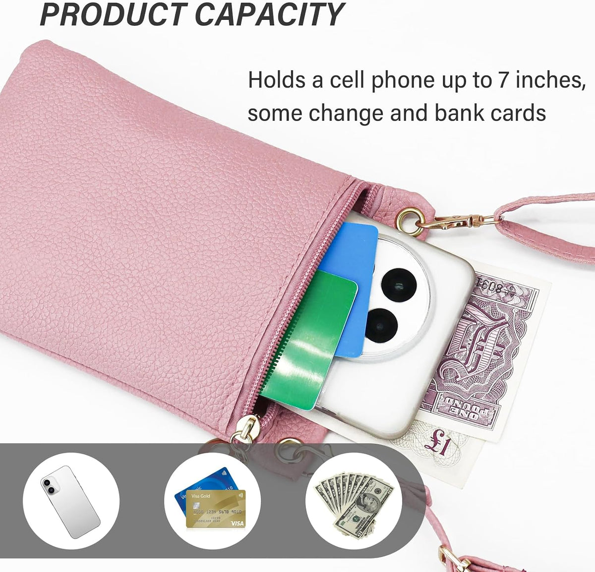 Cell Phone Purse, PU Leather Phone Bag Cell Phone Wallet for Women and Girls, Crossbody Phone Purse for Shopping