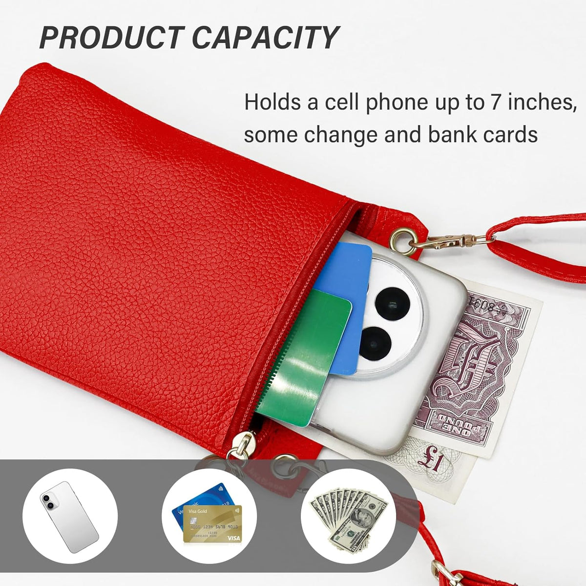 Cell Phone Purse, PU Leather Phone Bag Cell Phone Wallet for Women and Girls, Crossbody Phone Purse for Shopping