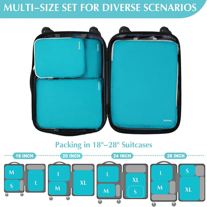 Compression Packing Cubes, 4pcs Expandable Storage Travel Luggage Bags Organizers (Deep Gray)