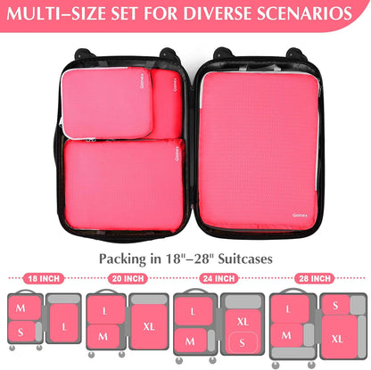 Compression Packing Cubes, 4pcs Expandable Storage Travel Luggage Bags Organizers (Deep Gray)