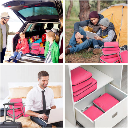 Compression Packing Cubes, 4pcs Expandable Storage Travel Luggage Bags Organizers (Deep Gray)
