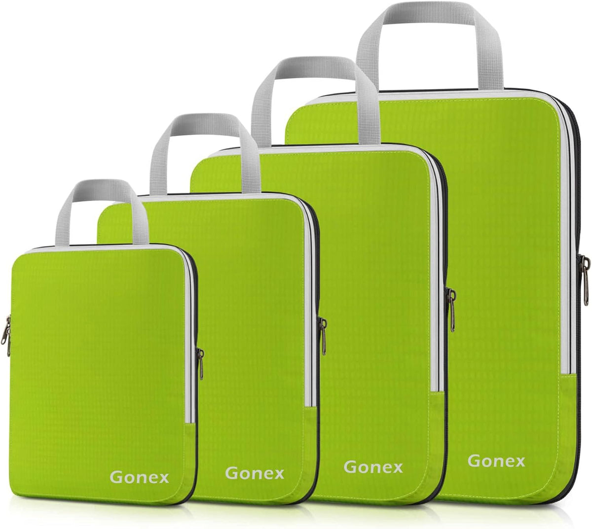 Compression Packing Cubes, 4pcs Expandable Storage Travel Luggage Bags Organizers (Deep Gray)