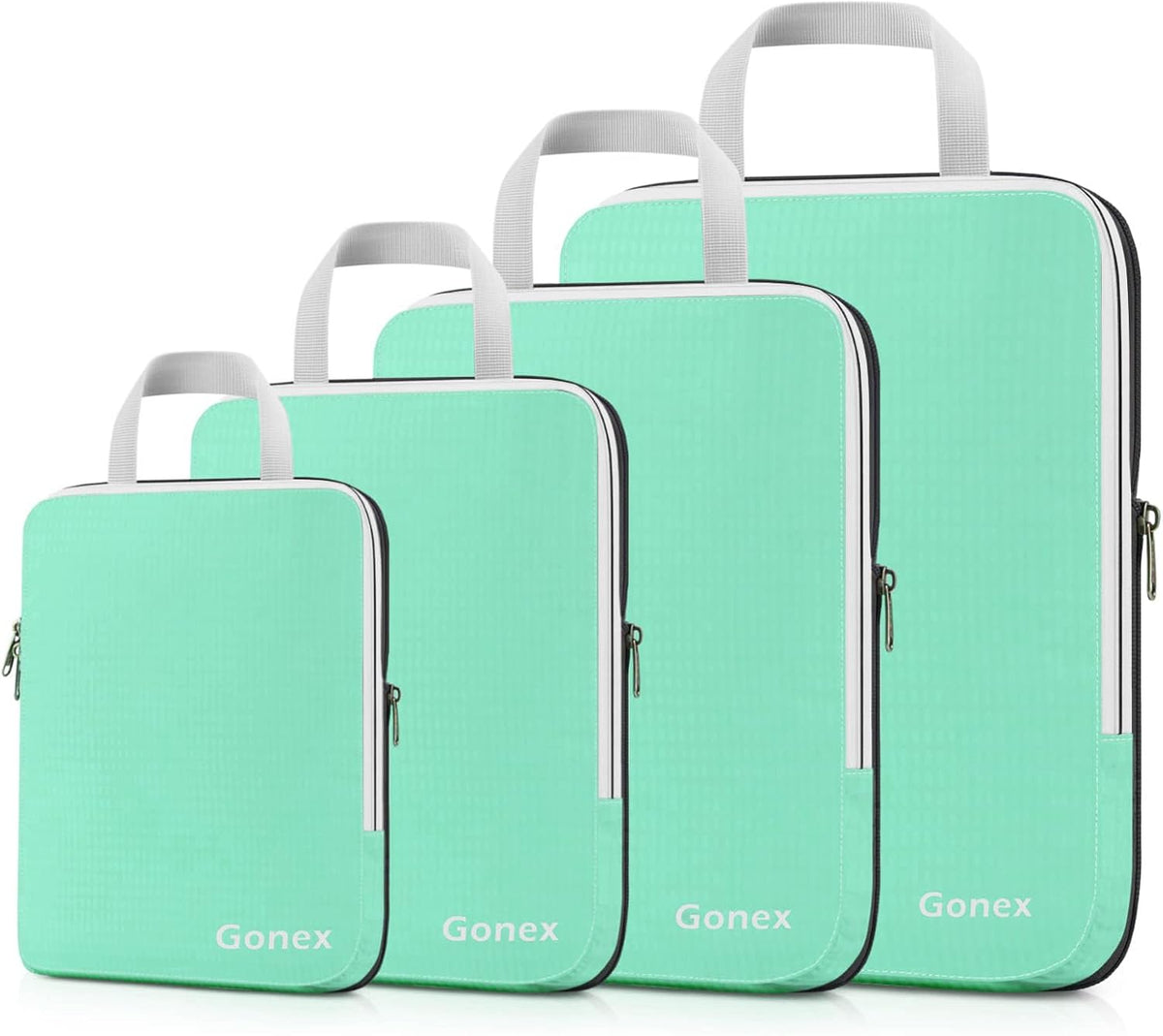 Compression Packing Cubes, 4pcs Expandable Storage Travel Luggage Bags Organizers (Deep Gray)