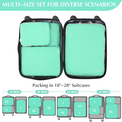 Compression Packing Cubes, 4pcs Expandable Storage Travel Luggage Bags Organizers (Deep Gray)