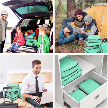Compression Packing Cubes, 4pcs Expandable Storage Travel Luggage Bags Organizers (Deep Gray)