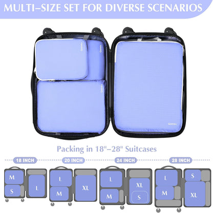 Compression Packing Cubes, 4pcs Expandable Storage Travel Luggage Bags Organizers (Deep Gray)