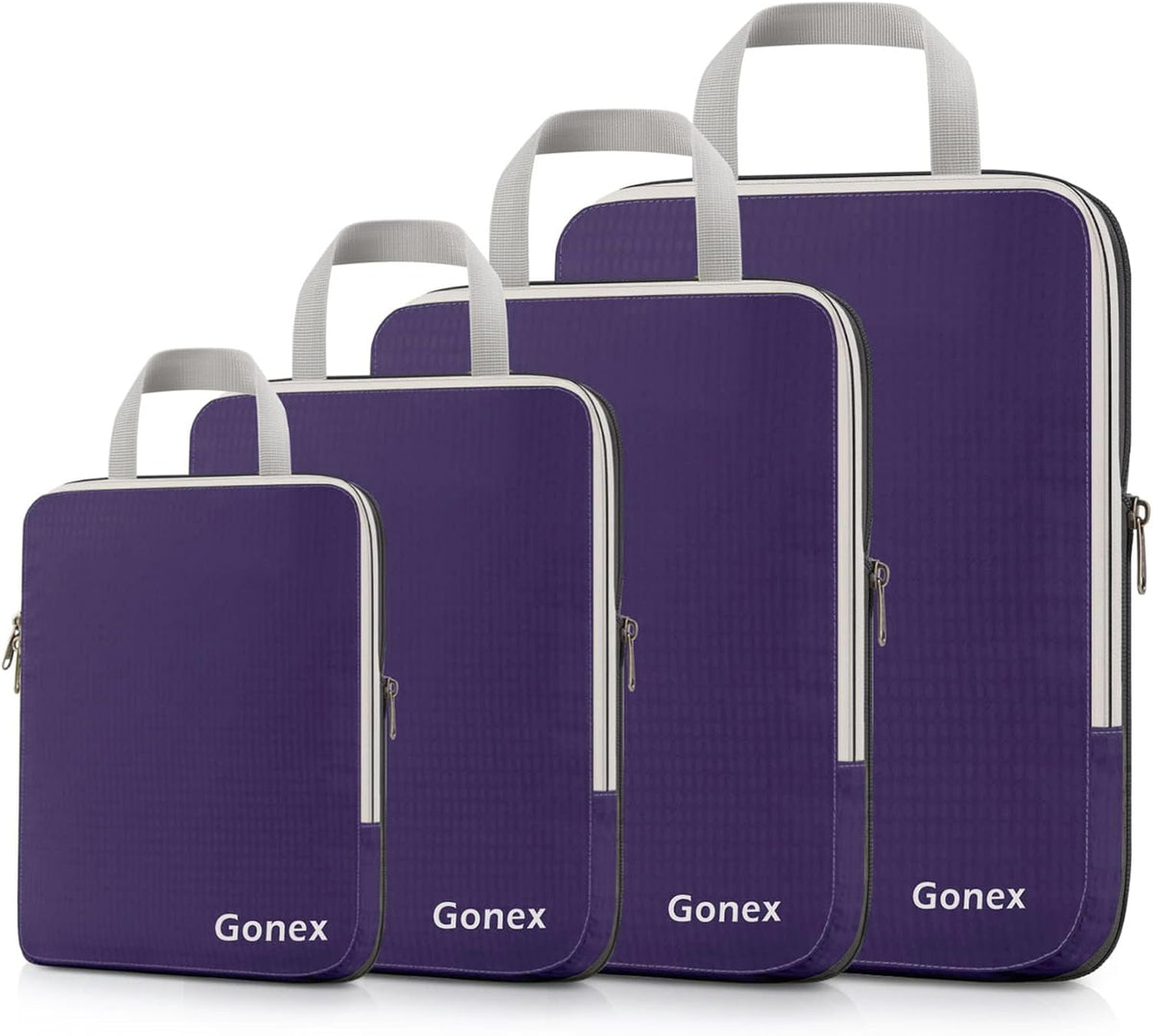 Compression Packing Cubes, 4pcs Expandable Storage Travel Luggage Bags Organizers (Deep Gray)