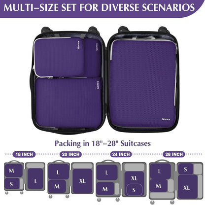 Compression Packing Cubes, 4pcs Expandable Storage Travel Luggage Bags Organizers (Deep Gray)