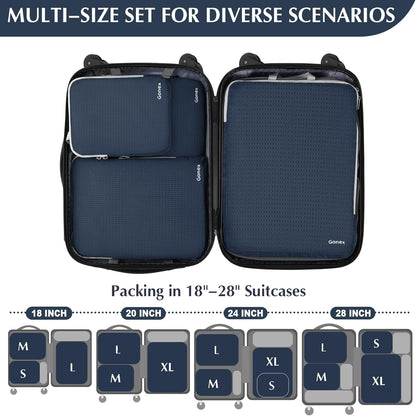 Compression Packing Cubes, 4pcs Expandable Storage Travel Luggage Bags Organizers (Deep Gray)
