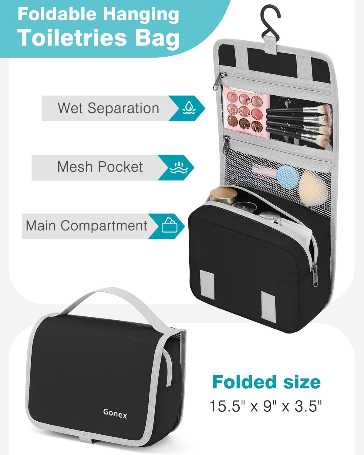 Compression Packing Cubes, 4pcs Expandable Storage Travel Luggage Bags Organizers (Deep Gray)