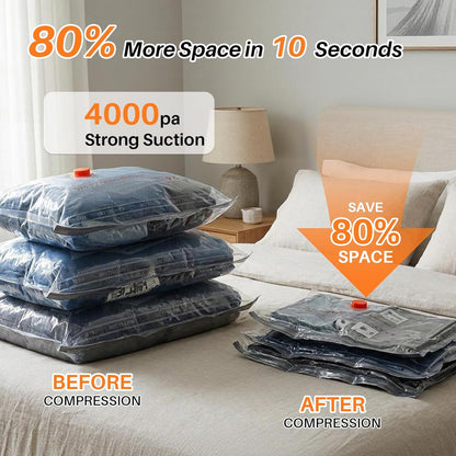 Vacuum Seal Bags for Travel with Pump, 9-Pack Space Saver | Cordless USB-C pump, 80% space saver, tear-proof PA+PE, dust/moisture proof, 3 sizes for travel luggage storage