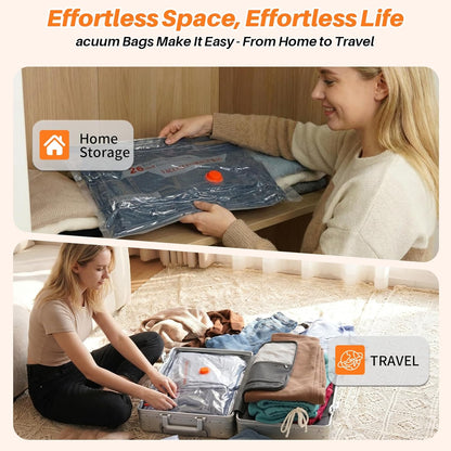Vacuum Seal Bags for Travel with Pump, 9-Pack Space Saver | Cordless USB-C pump, 80% space saver, tear-proof PA+PE, dust/moisture proof, 3 sizes for travel luggage storage