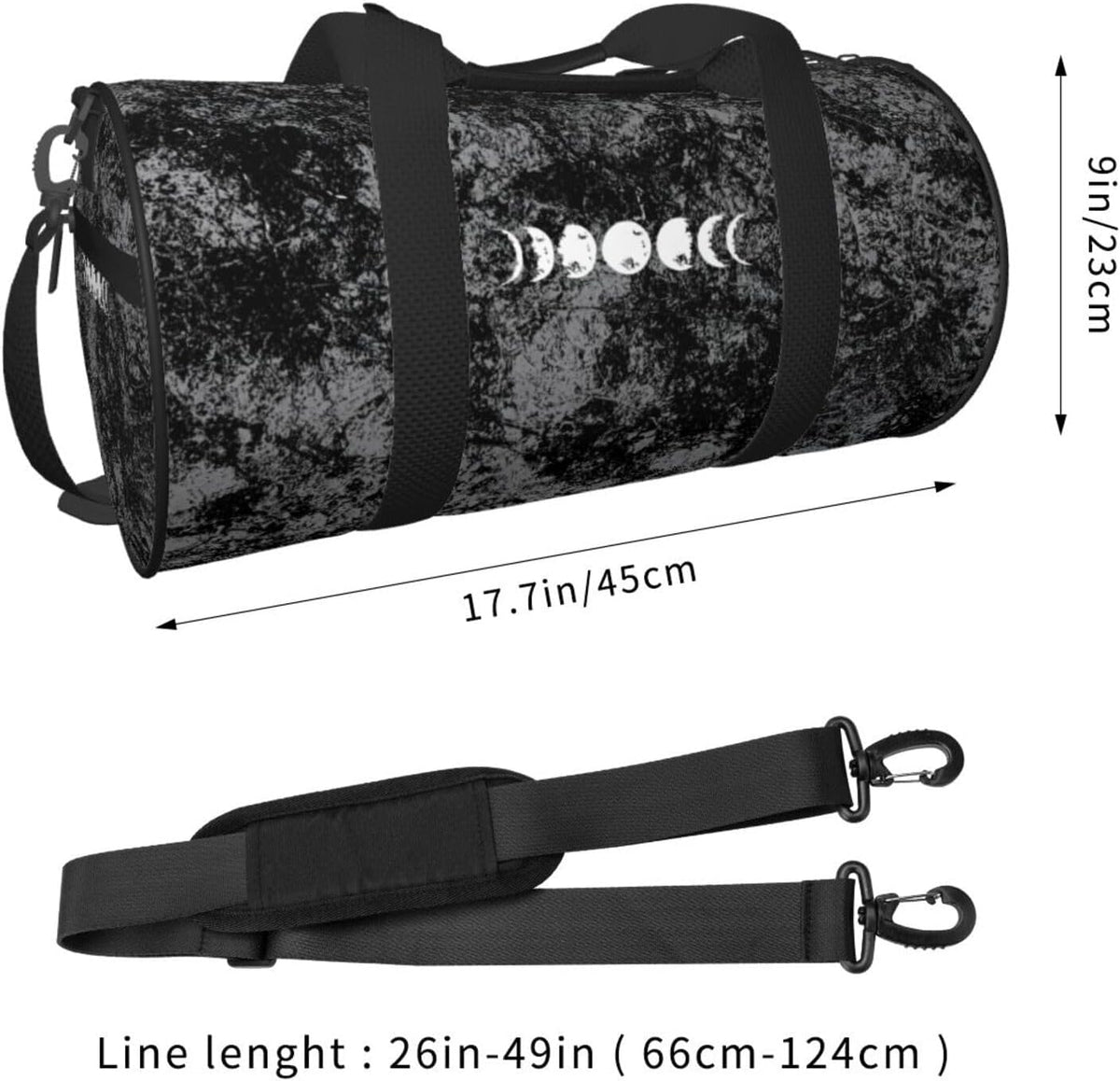 Moon Phases Convertible Garment Bag with Shoulder Strap, Carry on Garment Duffel Bag for Men Women - Rolling Foldable for Travel Luggage Bags (Black)