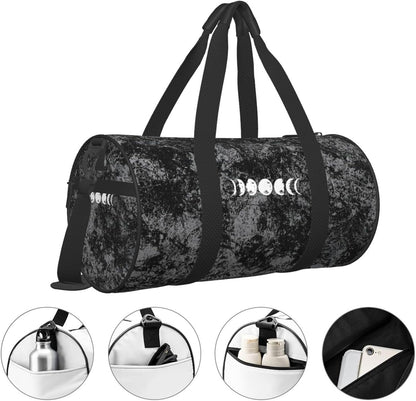 Moon Phases Convertible Garment Bag with Shoulder Strap, Carry on Garment Duffel Bag for Men Women - Rolling Foldable for Travel Luggage Bags (Black)