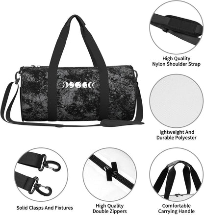 Moon Phases Convertible Garment Bag with Shoulder Strap, Carry on Garment Duffel Bag for Men Women - Rolling Foldable for Travel Luggage Bags (Black)