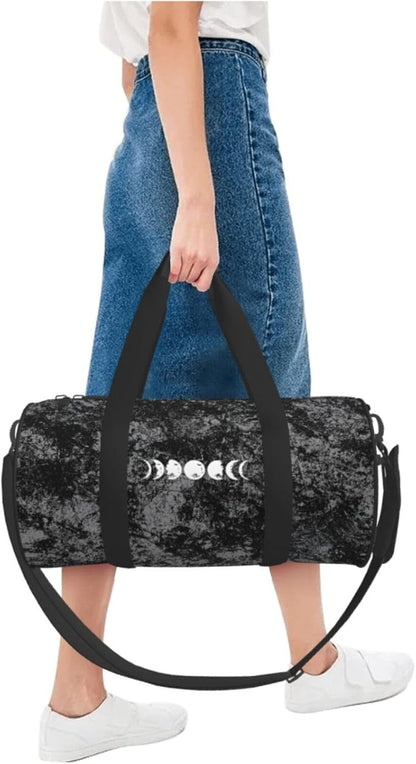 Moon Phases Convertible Garment Bag with Shoulder Strap, Carry on Garment Duffel Bag for Men Women - Rolling Foldable for Travel Luggage Bags (Black)