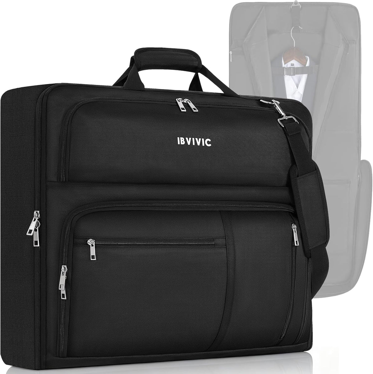 Garment Bags for Travel, 41'' Water-Resistant Carry On Garment Bag for Hanging Clothes, Large Suit Travel Bag Convertible Travel Garment Bag for Shirts, Dresses, Coats (Black)