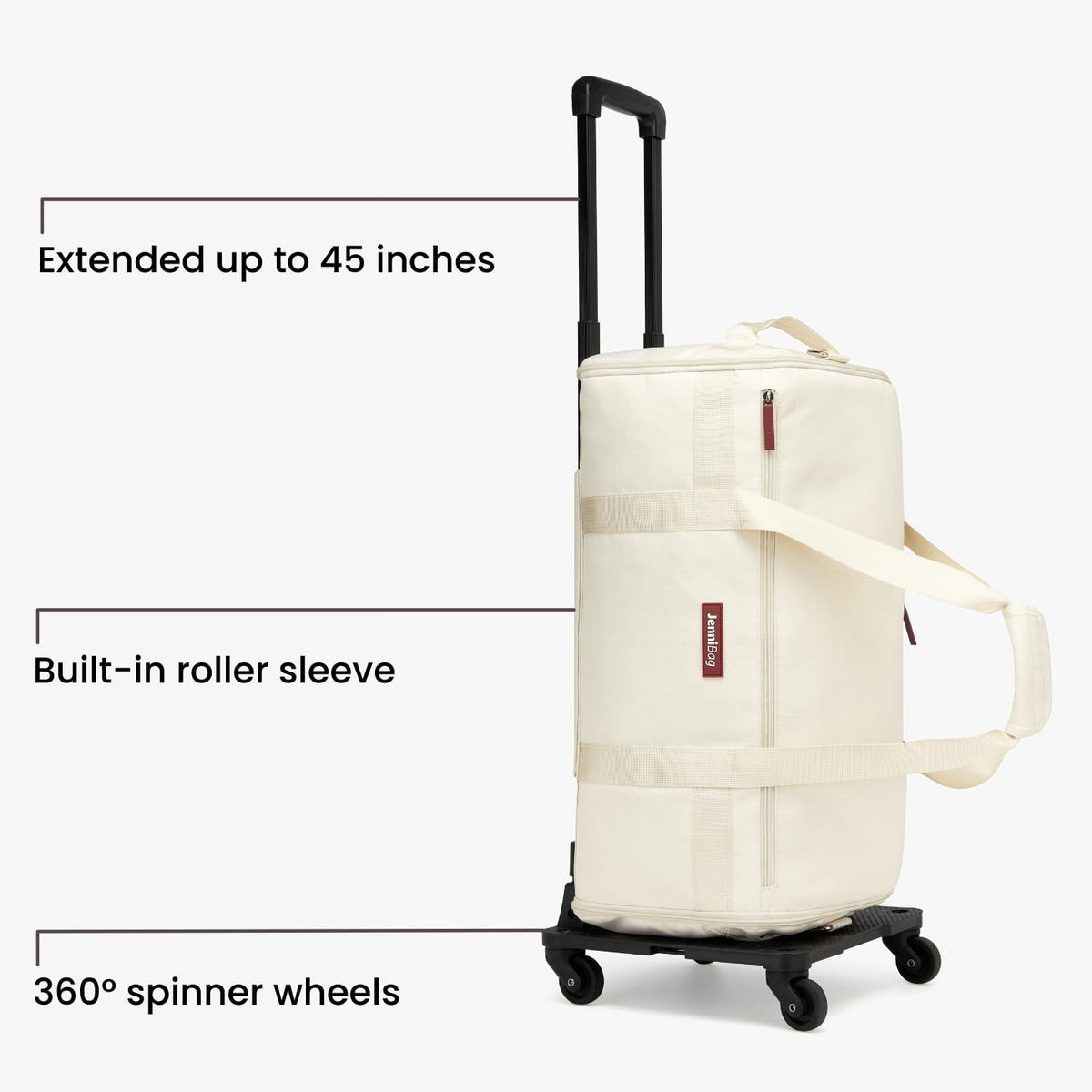 Convertible Travel Bag for Women, 60L Weekender Garment Duffel Carry-On with Shoe Compartment, Trolley Sleeve, Durable Water-Resistant Overnight Bag (Roller Edition, Beige)