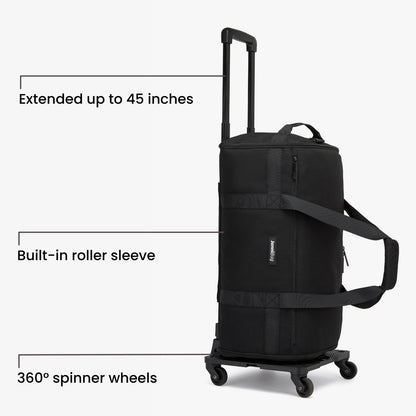 Convertible Travel Bag for Women, 60L Weekender Garment Duffel Carry-On with Shoe Compartment, Trolley Sleeve, Durable Water-Resistant Overnight Bag (Roller Edition, Beige)