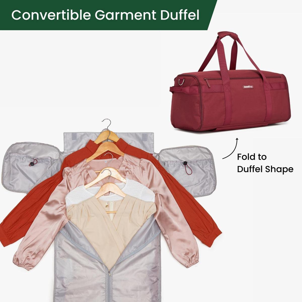 Convertible Travel Bag for Women, 60L Weekender Garment Duffel Carry-On with Shoe Compartment, Trolley Sleeve, Durable Water-Resistant Overnight Bag (Roller Edition, Beige)