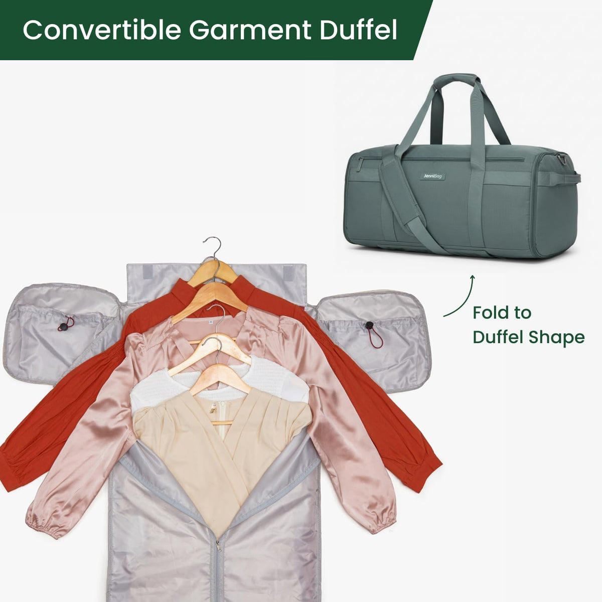 Convertible Travel Bag for Women, 60L Weekender Garment Duffel Carry-On with Shoe Compartment, Trolley Sleeve, Durable Water-Resistant Overnight Bag (Roller Edition, Beige)