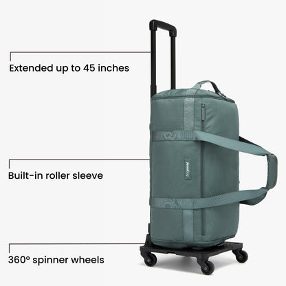 Convertible Travel Bag for Women, 60L Weekender Garment Duffel Carry-On with Shoe Compartment, Trolley Sleeve, Durable Water-Resistant Overnight Bag (Roller Edition, Beige)