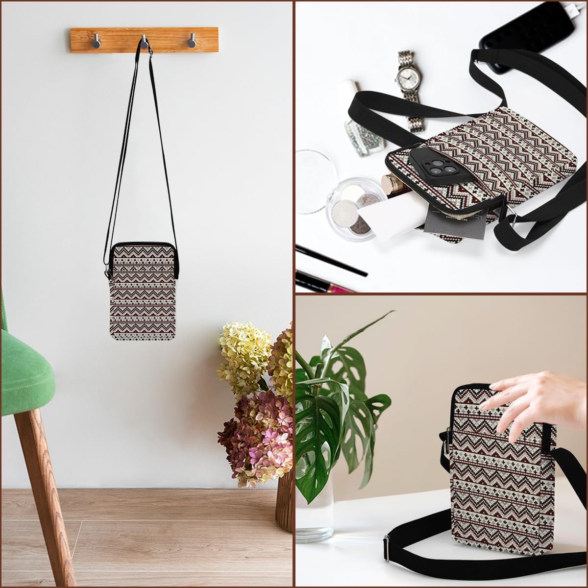 Aesthetic Patterns Crossbody Bags for Women Sling Bag Multi Waterproof Small Shoulder Sling Purse Bag Strap Cell Phone Bag