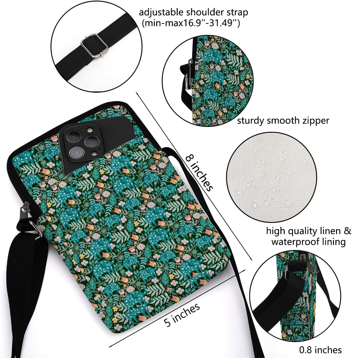 Aesthetic Patterns Crossbody Bags for Women Sling Bag Multi Waterproof Small Shoulder Sling Purse Bag Strap Cell Phone Bag