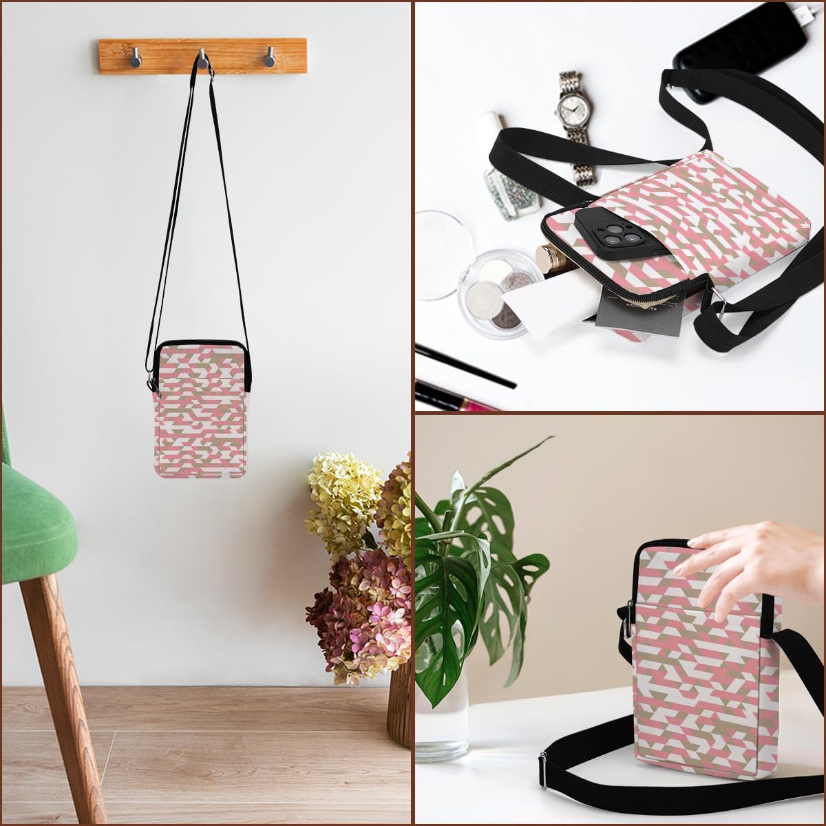Aesthetic Patterns Crossbody Bags for Women Sling Bag Multi Waterproof Small Shoulder Sling Purse Bag Strap Cell Phone Bag