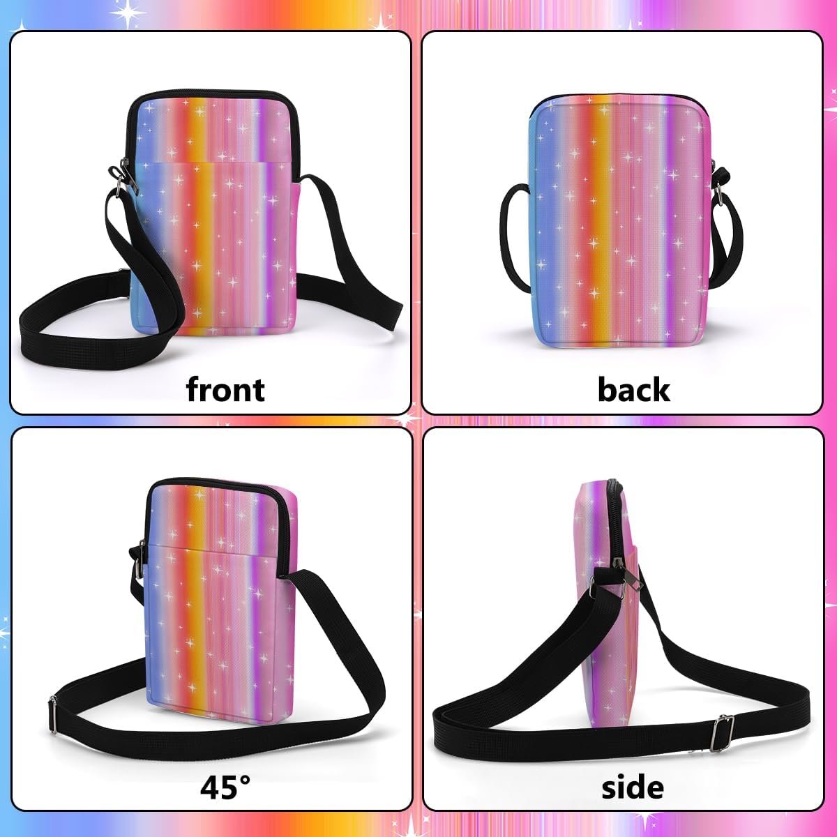 Aesthetic Patterns Crossbody Bags for Women Sling Bag Multi Waterproof Small Shoulder Sling Purse Bag Strap Cell Phone Bag