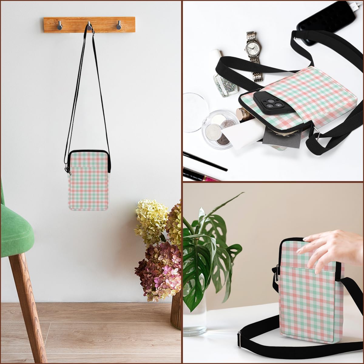 Aesthetic Patterns Crossbody Bags for Women Sling Bag Multi Waterproof Small Shoulder Sling Purse Bag Strap Cell Phone Bag