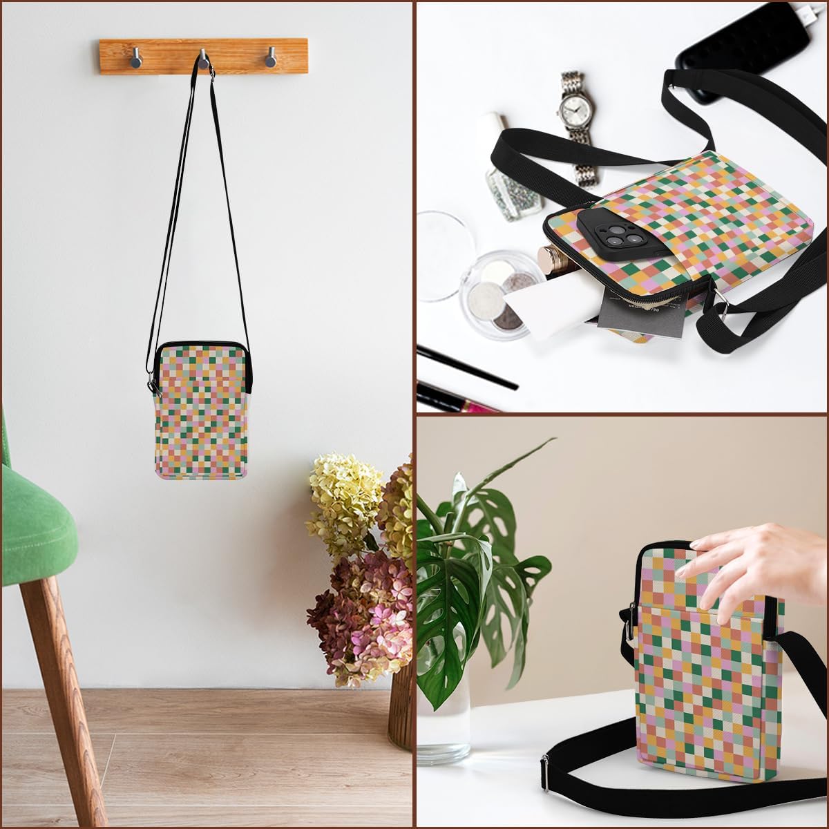 Aesthetic Patterns Crossbody Bags for Women Sling Bag Multi Waterproof Small Shoulder Sling Purse Bag Strap Cell Phone Bag