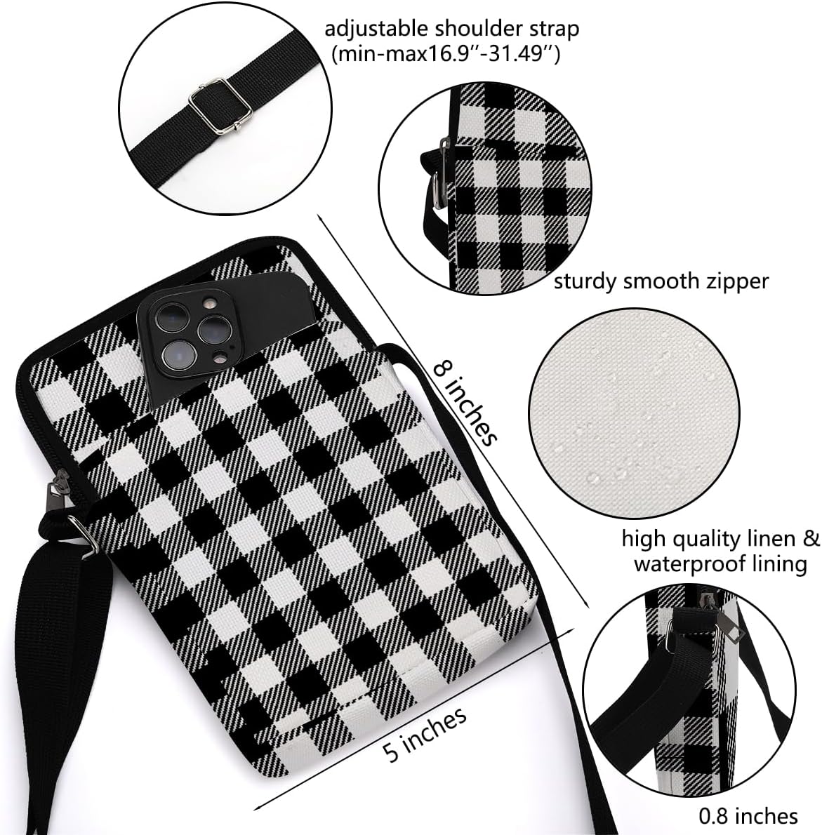 Aesthetic Patterns Crossbody Bags for Women Sling Bag Multi Waterproof Small Shoulder Sling Purse Bag Strap Cell Phone Bag