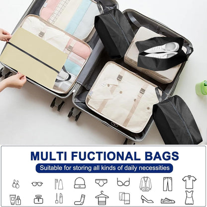 5Pcs XL Travel Shoe Bags Portable Travel Gifts Shoe Organizer with Zipper Closure, Waterproof Nylon Shoe Storage Organizer with Handle Travel Bags For Men and Women, Black