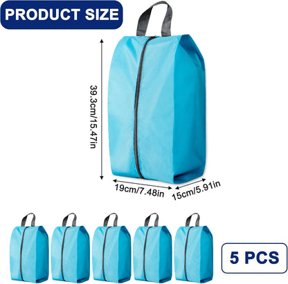 5Pcs XL Travel Shoe Bags Portable Travel Gifts Shoe Organizer with Zipper Closure, Waterproof Nylon Shoe Storage Organizer with Handle Travel Bags For Men and Women, Black