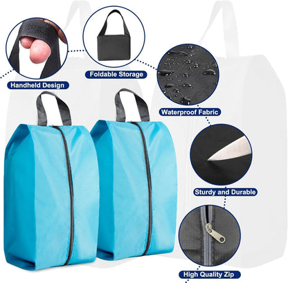 5Pcs XL Travel Shoe Bags Portable Travel Gifts Shoe Organizer with Zipper Closure, Waterproof Nylon Shoe Storage Organizer with Handle Travel Bags For Men and Women, Black
