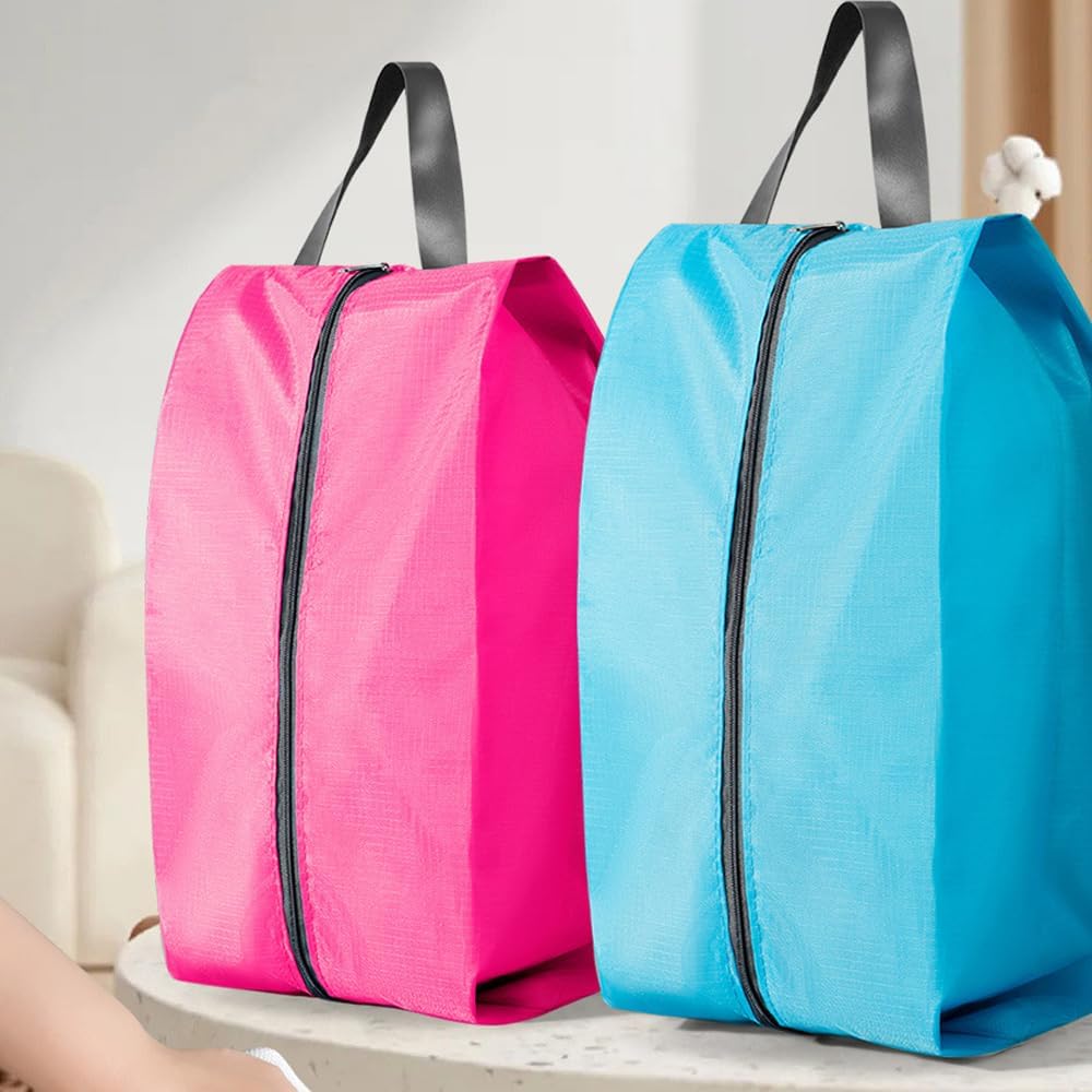 5Pcs XL Travel Shoe Bags Portable Travel Gifts Shoe Organizer with Zipper Closure, Waterproof Nylon Shoe Storage Organizer with Handle Travel Bags For Men and Women, Black