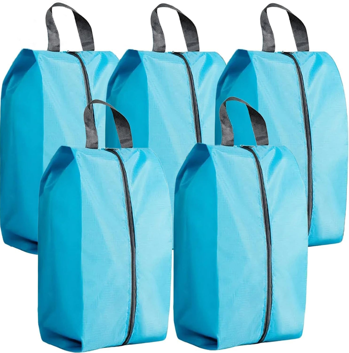 5Pcs XL Travel Shoe Bags Portable Travel Gifts Shoe Organizer with Zipper Closure, Waterproof Nylon Shoe Storage Organizer with Handle Travel Bags For Men and Women, Black