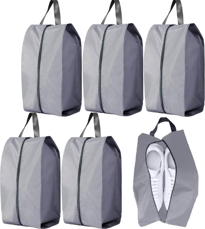 5Pcs XL Travel Shoe Bags Portable Travel Gifts Shoe Organizer with Zipper Closure, Waterproof Nylon Shoe Storage Organizer with Handle Travel Bags For Men and Women, Black