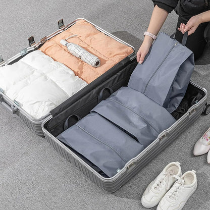 5Pcs XL Travel Shoe Bags Portable Travel Gifts Shoe Organizer with Zipper Closure, Waterproof Nylon Shoe Storage Organizer with Handle Travel Bags For Men and Women, Black