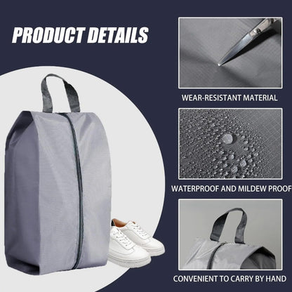 5Pcs XL Travel Shoe Bags Portable Travel Gifts Shoe Organizer with Zipper Closure, Waterproof Nylon Shoe Storage Organizer with Handle Travel Bags For Men and Women, Black