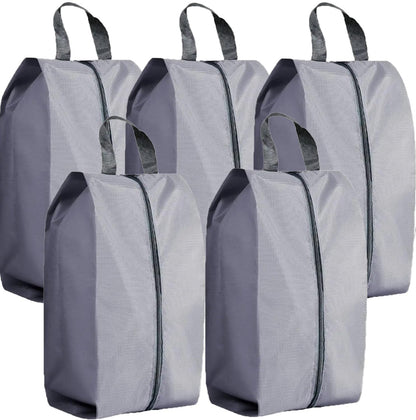 5Pcs XL Travel Shoe Bags Portable Travel Gifts Shoe Organizer with Zipper Closure, Waterproof Nylon Shoe Storage Organizer with Handle Travel Bags For Men and Women, Black