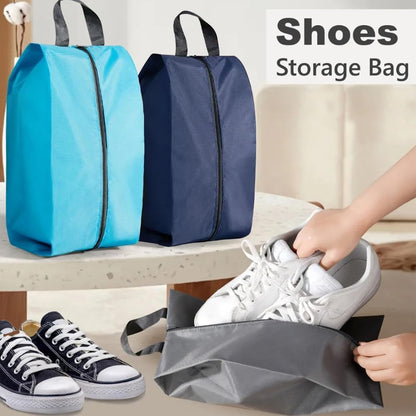 5Pcs XL Travel Shoe Bags Portable Travel Gifts Shoe Organizer with Zipper Closure, Waterproof Nylon Shoe Storage Organizer with Handle Travel Bags For Men and Women, Black
