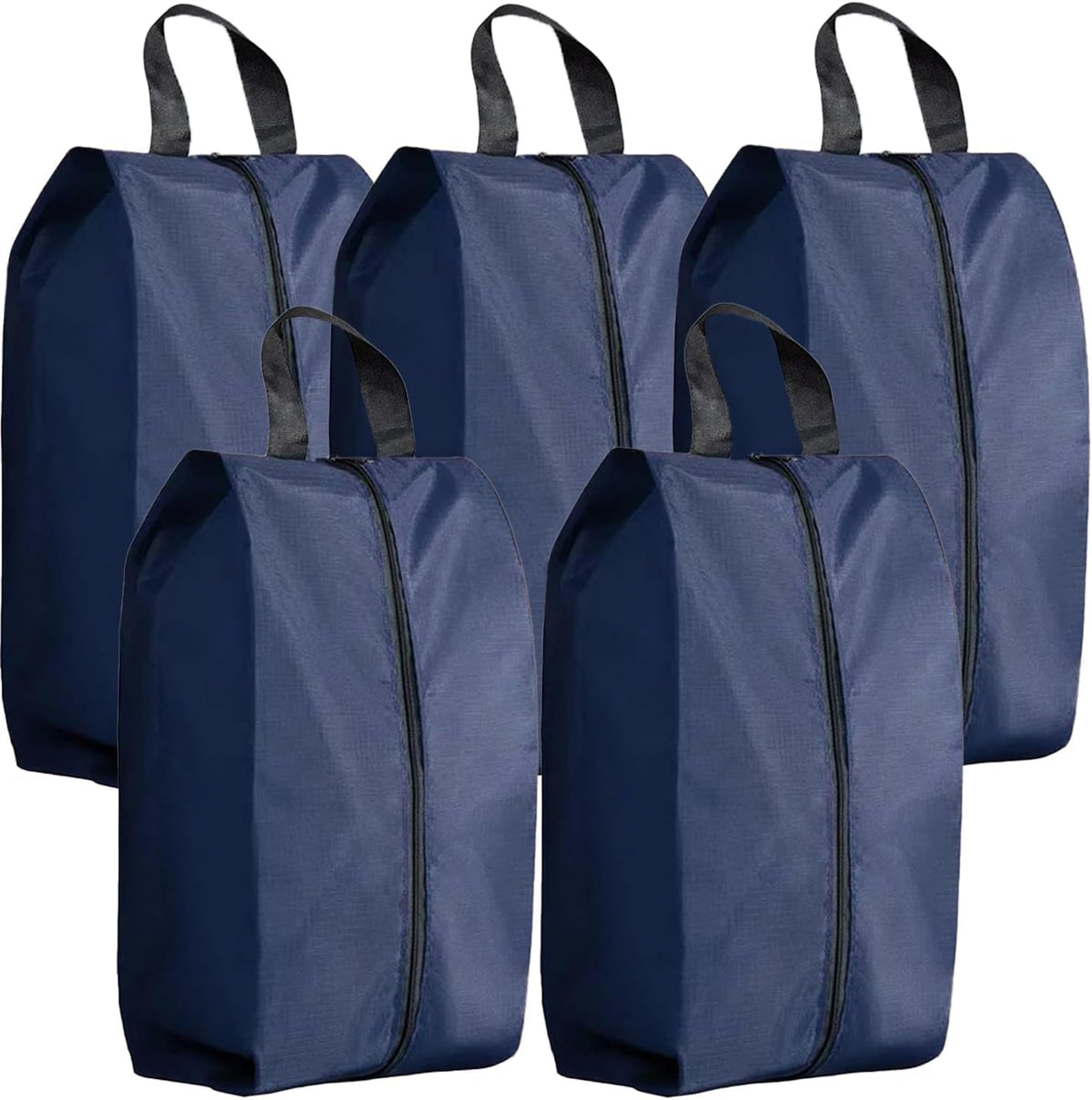 5Pcs XL Travel Shoe Bags Portable Travel Gifts Shoe Organizer with Zipper Closure, Waterproof Nylon Shoe Storage Organizer with Handle Travel Bags For Men and Women, Black