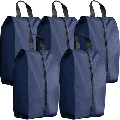 5Pcs XL Travel Shoe Bags Portable Travel Gifts Shoe Organizer with Zipper Closure, Waterproof Nylon Shoe Storage Organizer with Handle Travel Bags For Men and Women, Black
