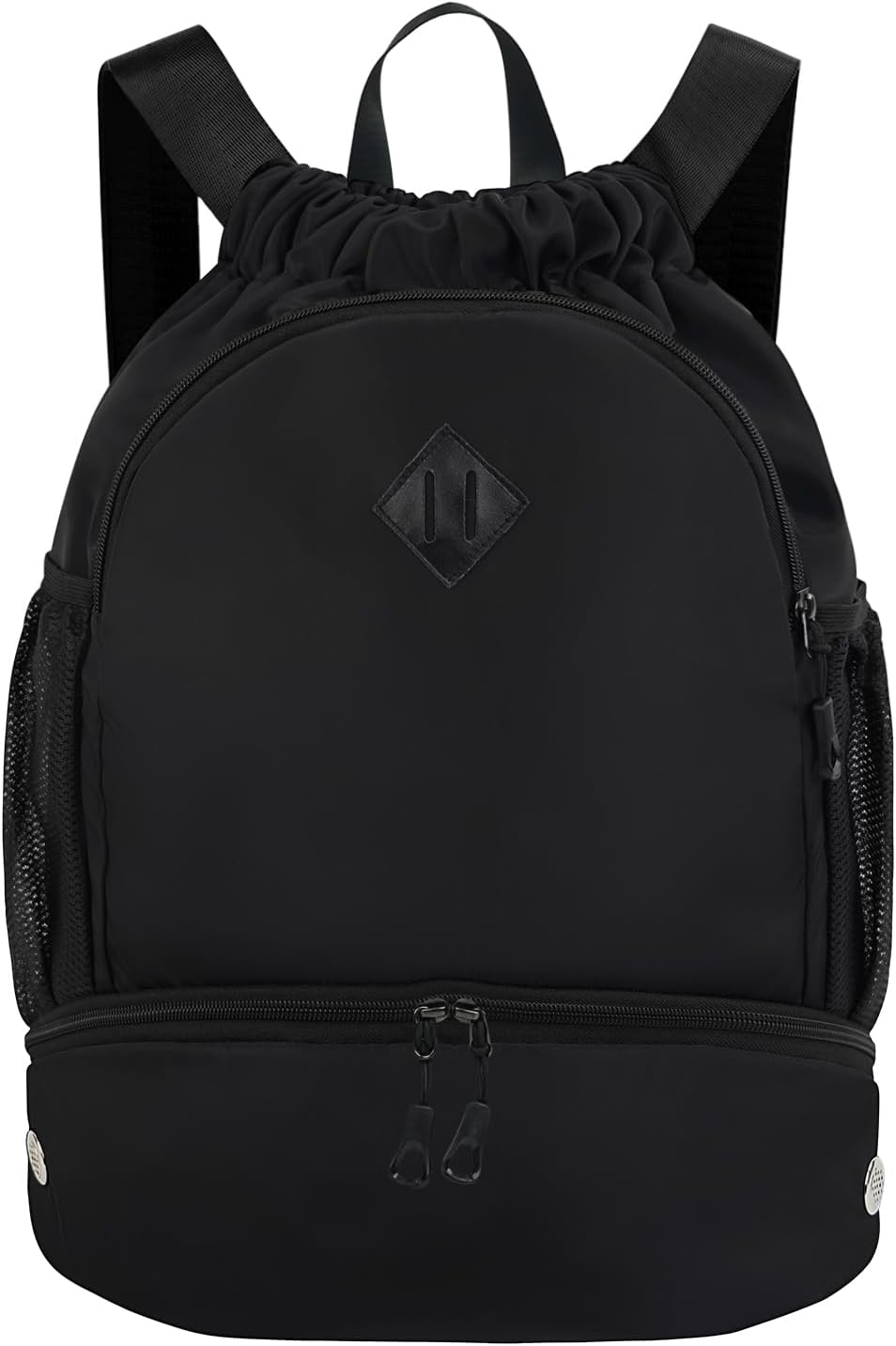 Drawstring Backpack Gym Backpack with Shoe Compartment for Men Women String Sports Bag with Wet Pocket Cinch Swim Beach Bag, Large Purple